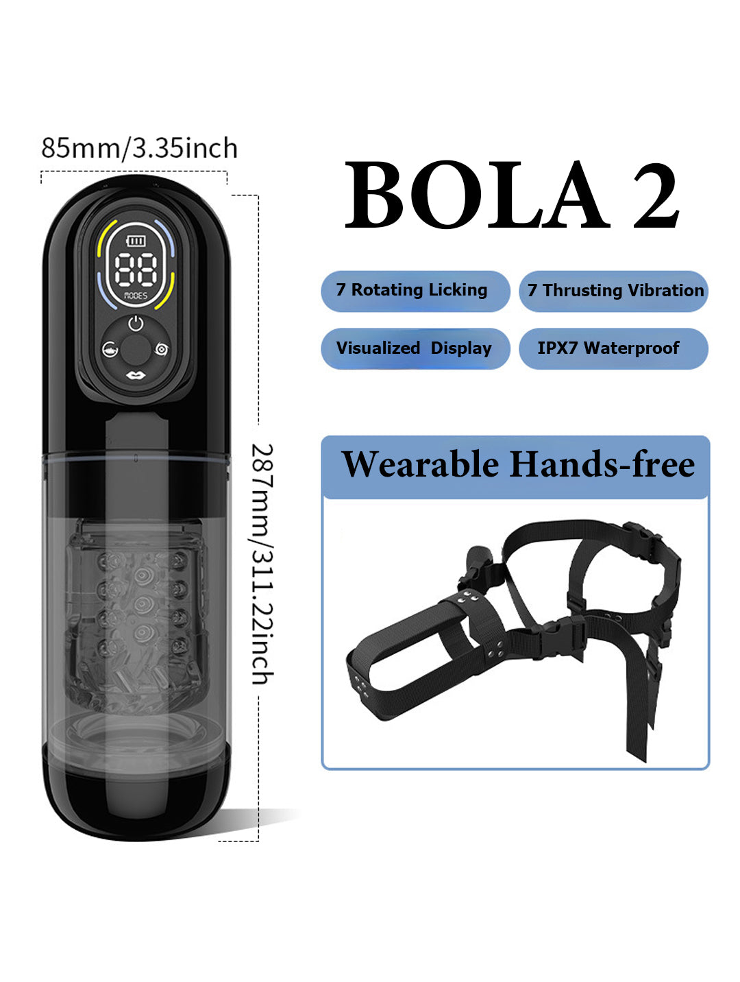 Wearable Multifunctional Electric masturbator Cup, 7 Telescopic/Rotating/Sucking/Vibrating, Sex Toy for Men