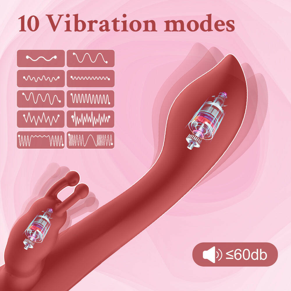 Rabbit Vibrator with Dual Motors – 10 Vibration Modes, USB Charging, Silicone Clitoral & G-Spot Stimulator