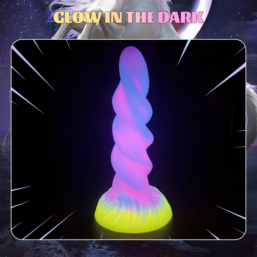 Realistic glow-in-the-dark impact drill dildo