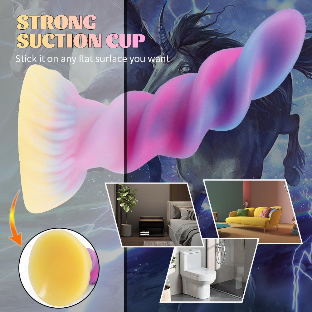 Realistic glow-in-the-dark impact drill dildo