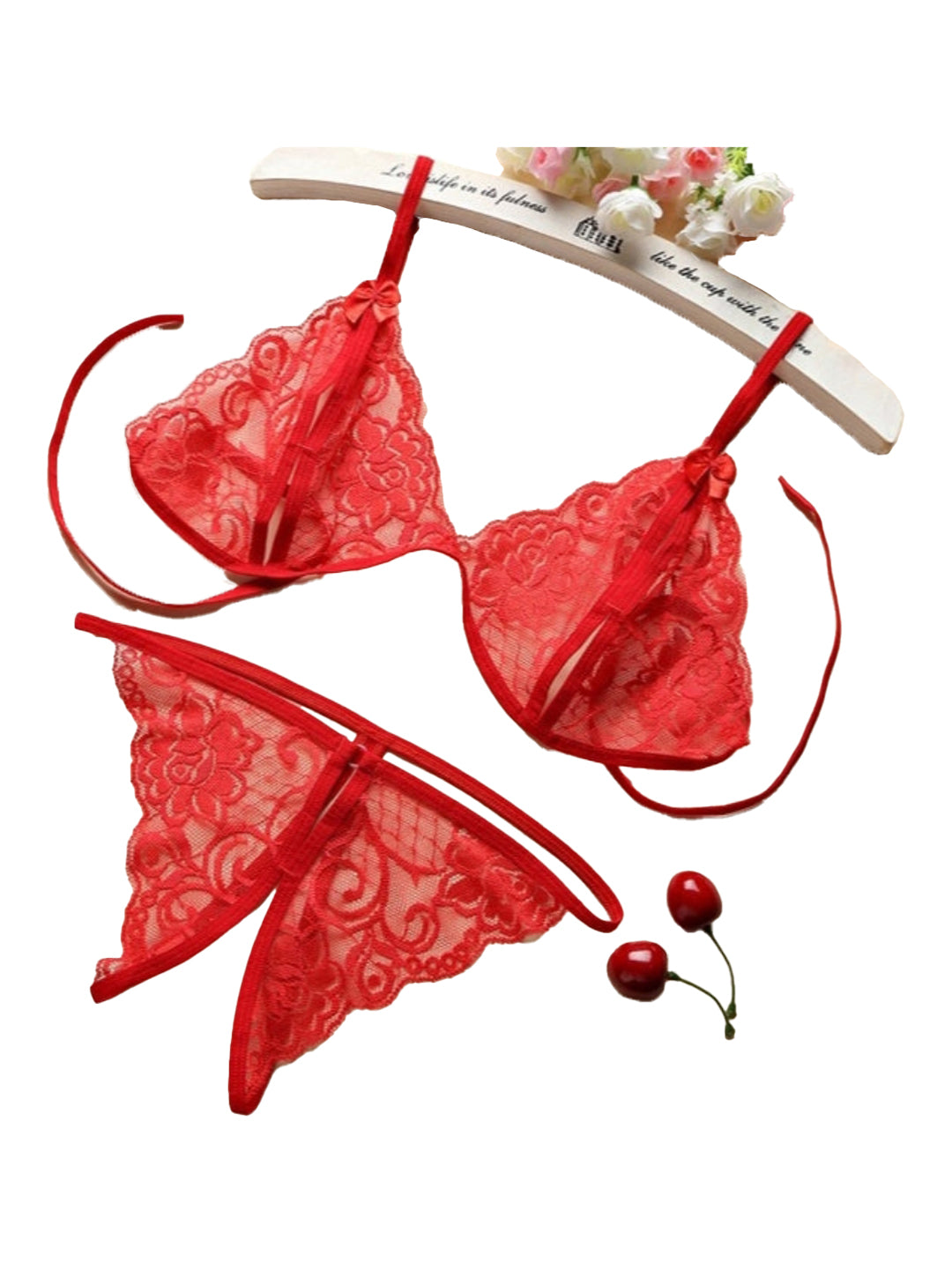 Sexy Lingerie Set – See-Through Lace Two-Piece Bra & Panty Boudoir Sleepwear