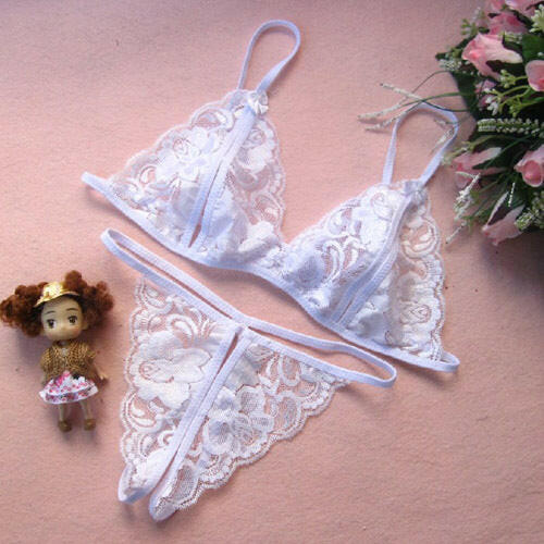 Sexy Lingerie Set – See-Through Lace Two-Piece Bra & Panty Boudoir Sleepwear