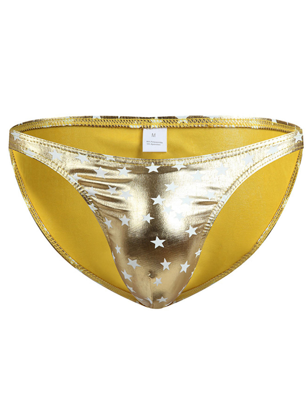 Bikini Bulge Men's Briefs – Breathable PU Leather Star Print Triangle Underwear with U-Convex Pouch