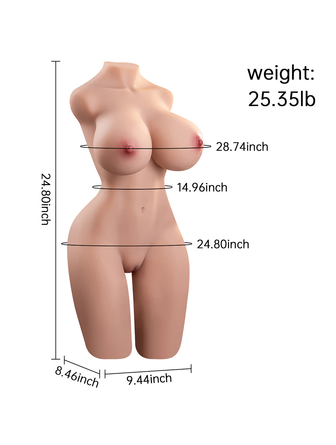 25.35LB Life Size Love Doll Torso – Super Realistic Mini Sex Doll