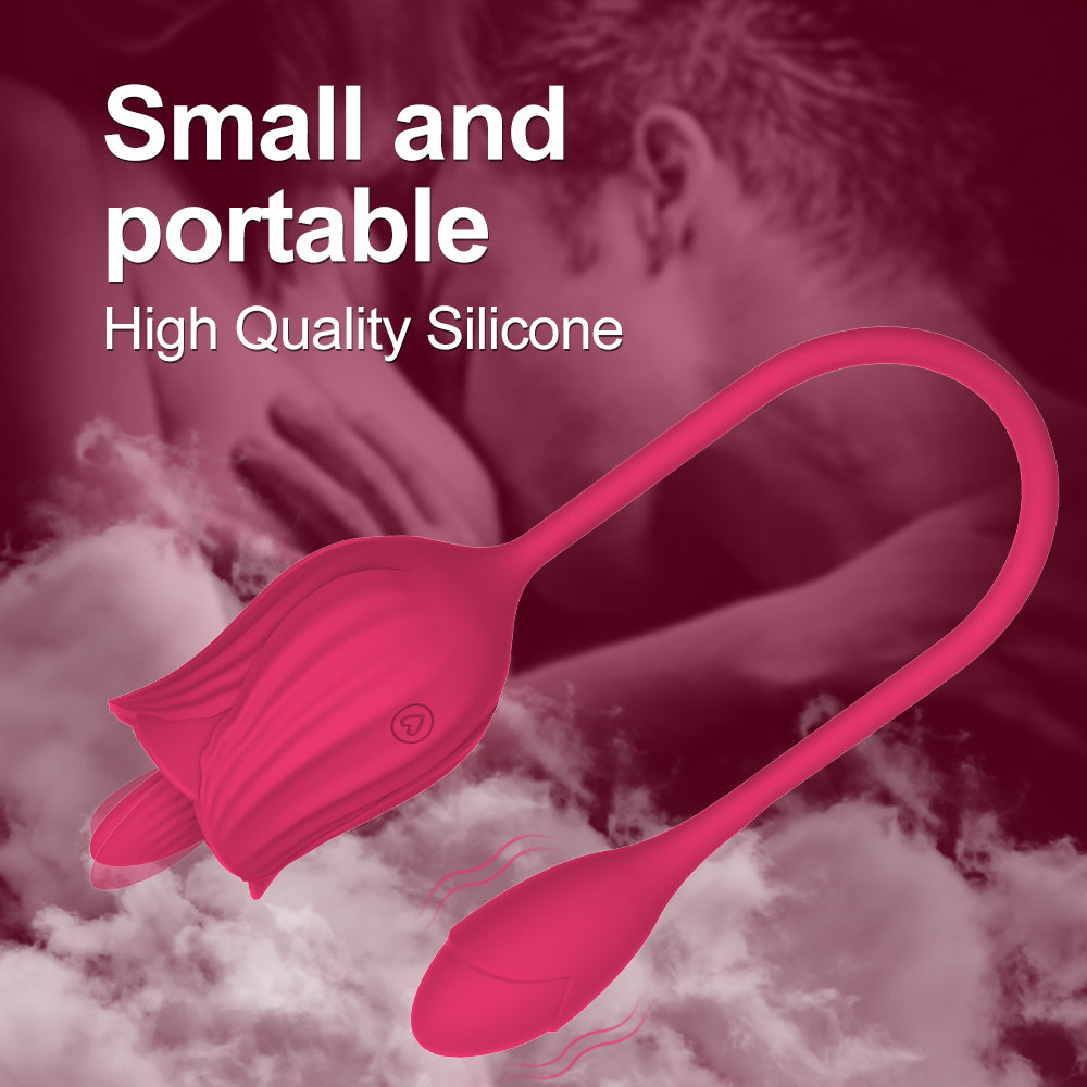 【-50%：$29.4 with Free Shipping!】Best Rose Vibrator for Women – 10 Modes Tongue Licking & Rotating G-Spot Clitoral Stimulator