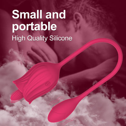 【-50%：$29.4 with Free Shipping!】Best Rose Vibrator for Women – 10 Modes Tongue Licking & Rotating G-Spot Clitoral Stimulator