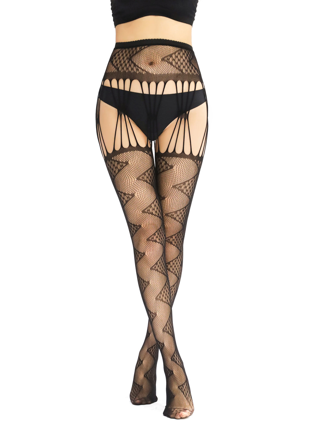 【First item $1.98】Fishnet Thigh High Stockings with Garter Belt – Sexy Suspender Pantyhose & Patterned Tights for Women