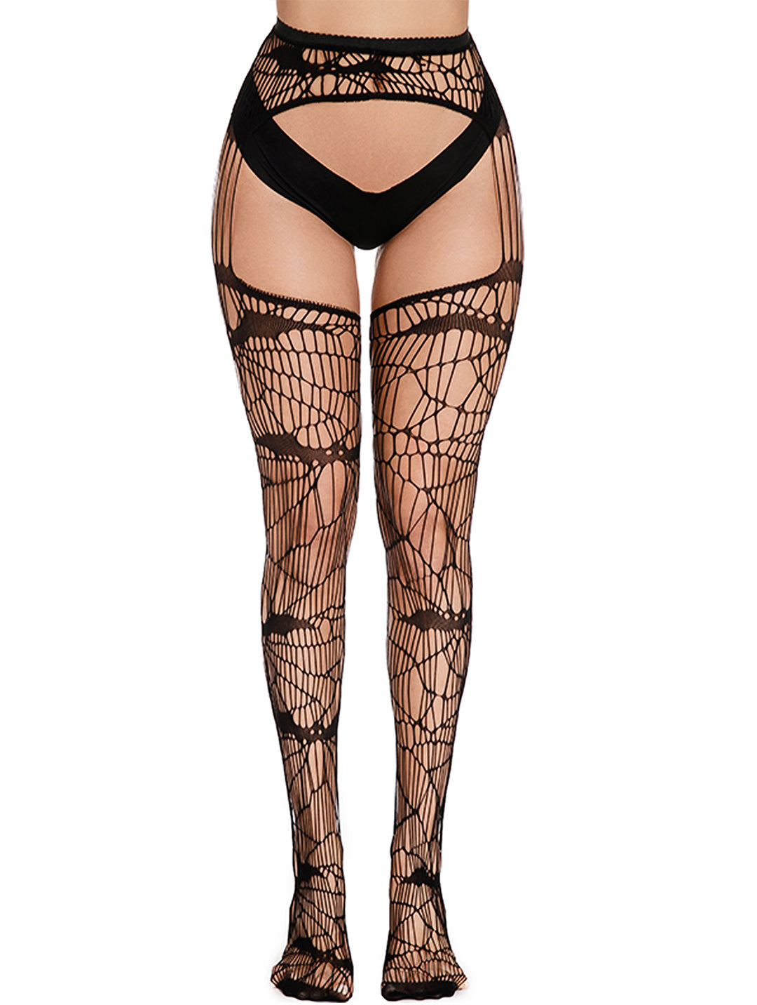 【First item $1.98】Fishnet Thigh High Stockings with Garter Belt – Sexy Suspender Pantyhose & Patterned Tights for Women