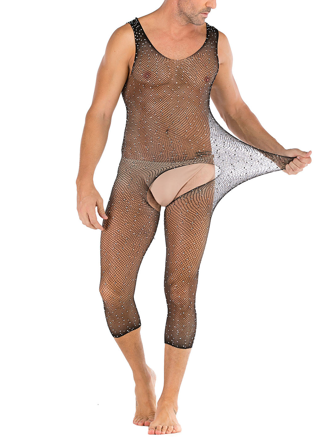 35 Styles Men’s Lace Lingerie – See Through Fishnet Bodysuit, Jumpsuit, Mini Dress Clubwear