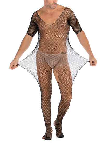 35 Styles Men’s Lace Lingerie – See Through Fishnet Bodysuit, Jumpsuit, Mini Dress Clubwear