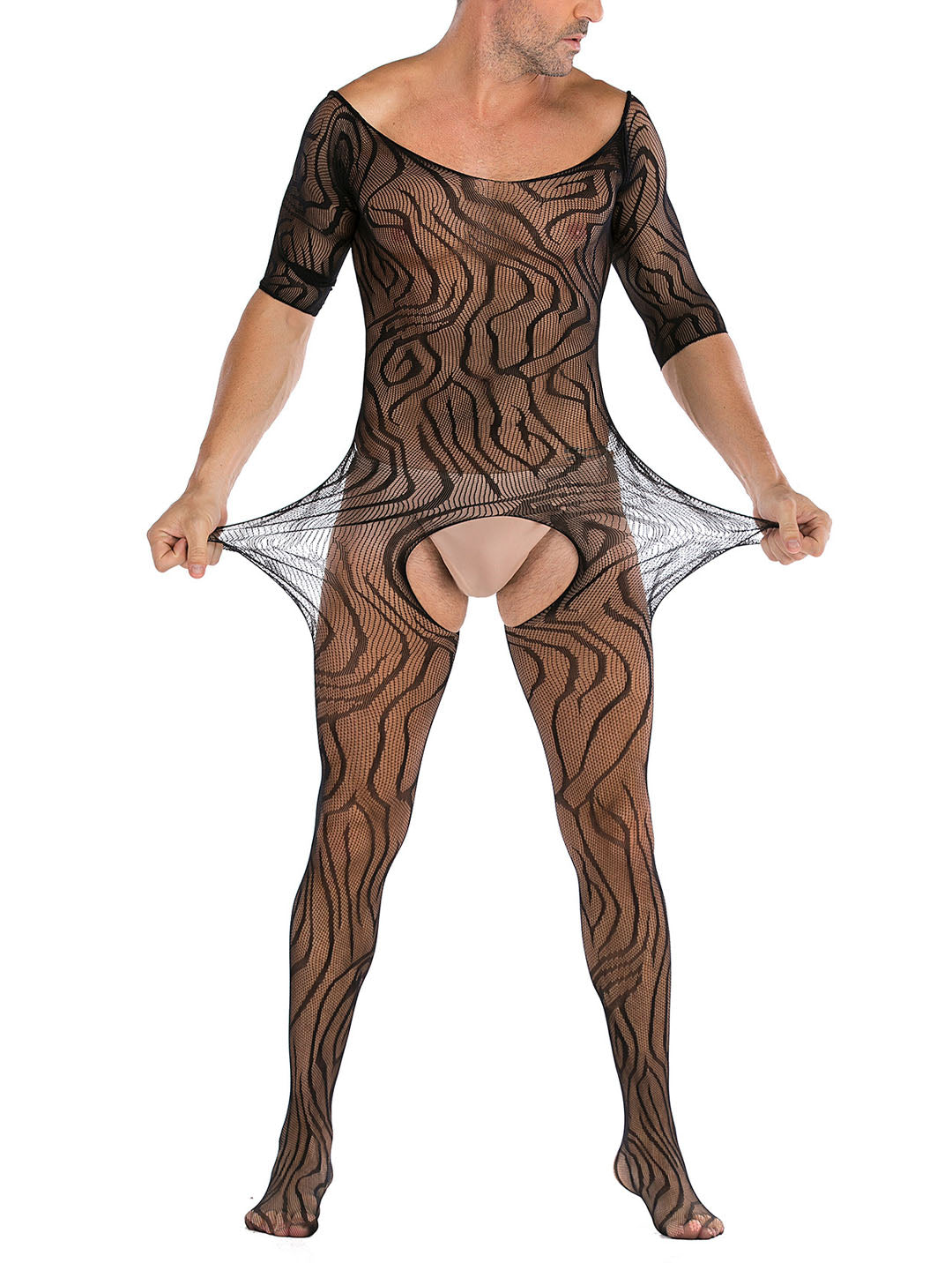 35 Styles Men’s Lace Lingerie – See Through Fishnet Bodysuit, Jumpsuit, Mini Dress Clubwear