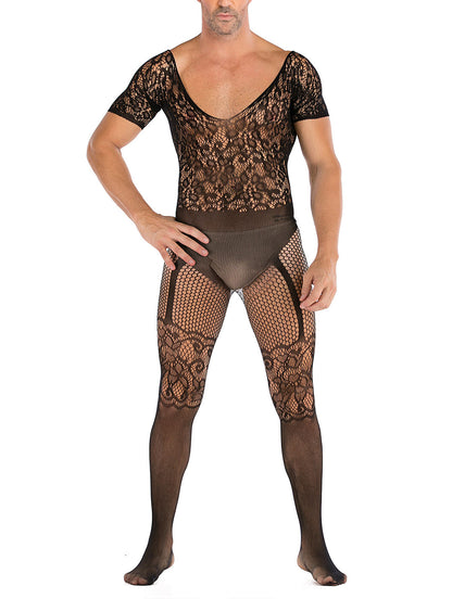 35 Styles Men’s Lace Lingerie – See Through Fishnet Bodysuit, Jumpsuit, Mini Dress Clubwear