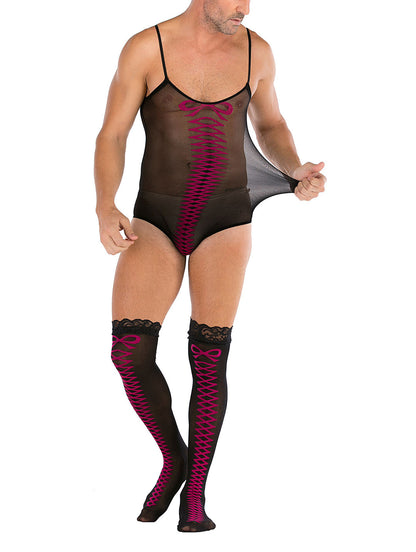 35 Styles Men’s Lace Lingerie – See Through Fishnet Bodysuit, Jumpsuit, Mini Dress Clubwear