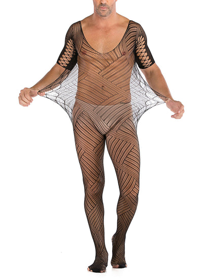 35 Styles Men’s Lace Lingerie – See Through Fishnet Bodysuit, Jumpsuit, Mini Dress Clubwear