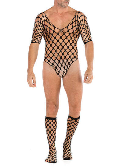 35 Styles Men’s Lace Lingerie – See Through Fishnet Bodysuit, Jumpsuit, Mini Dress Clubwear
