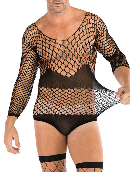 35 Styles Men’s Lace Lingerie – See Through Fishnet Bodysuit, Jumpsuit, Mini Dress Clubwear