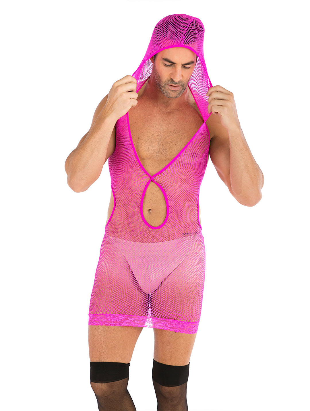 35 Styles Men’s Lace Lingerie – See Through Fishnet Bodysuit, Jumpsuit, Mini Dress Clubwear