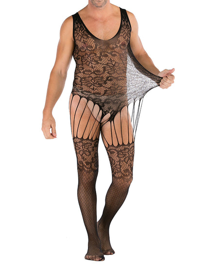 35 Styles Men’s Lace Lingerie – See Through Fishnet Bodysuit, Jumpsuit, Mini Dress Clubwear