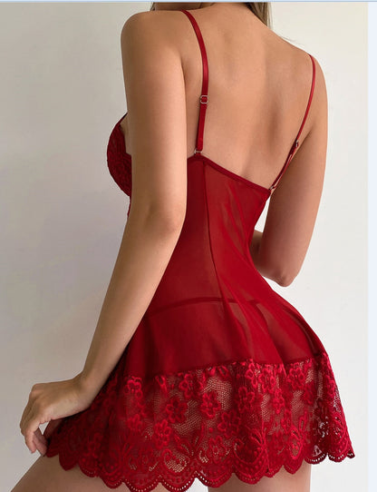Sexy Babydoll Lingerie Nightwing V Neck Mesh Teddy Lace Design