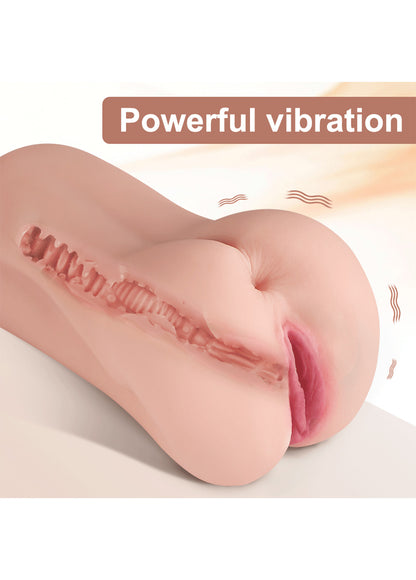 Vibrating Gray Pocket Pussy – Most Realistic TPR Male Masturbator for Discreet Travel Use