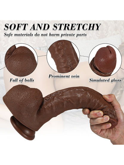 11 Inch Big Black Realistic Dildo with Balls – Thick PVC Lifelike Dildo with Suction Cup for Anal Safe Hands-Free Play