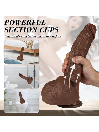 11 Inch Big Black Realistic Dildo with Balls – Thick PVC Lifelike Dildo with Suction Cup for Anal Safe Hands-Free Play